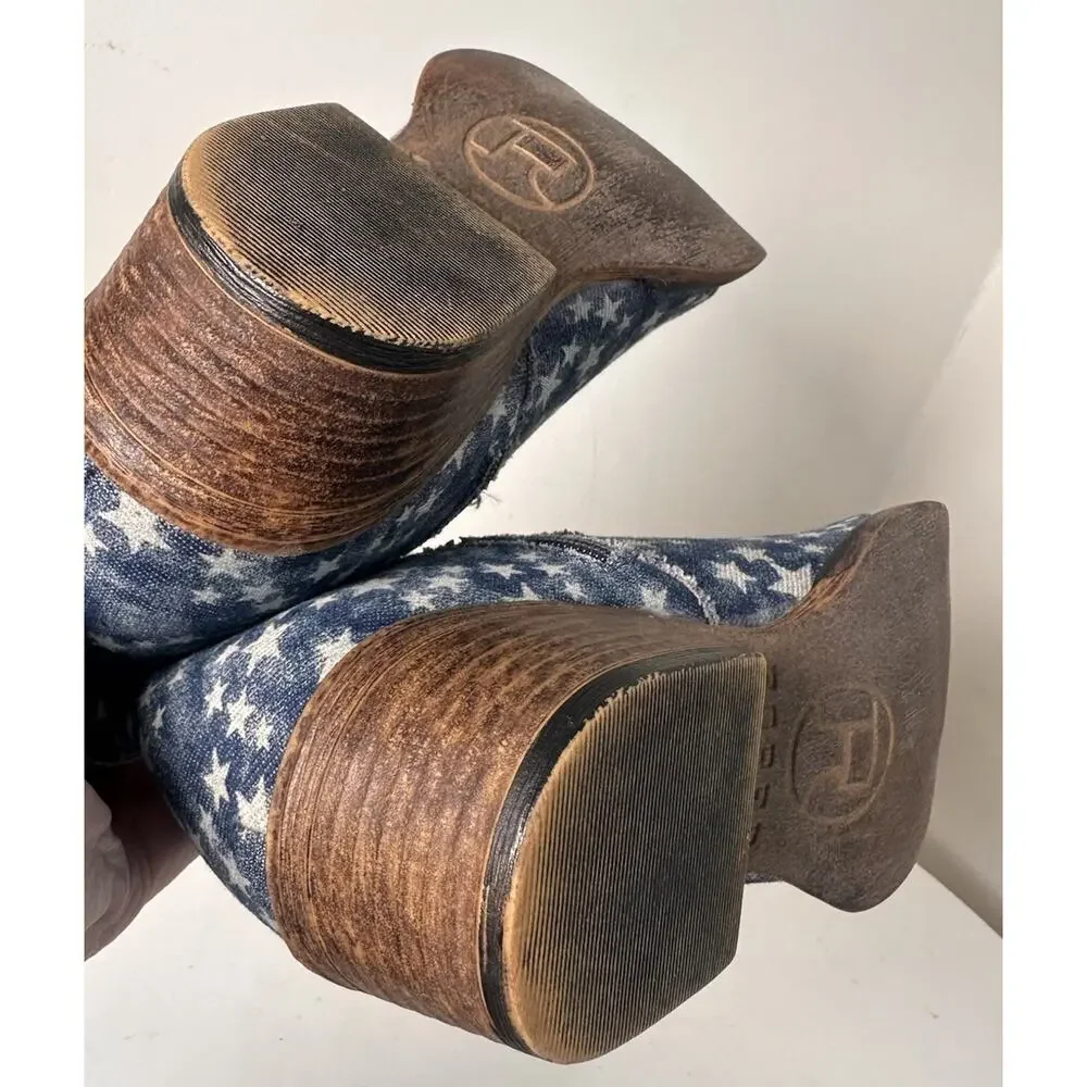 Star-Patterned Blue Ankle Boots - Picture 8 of 15